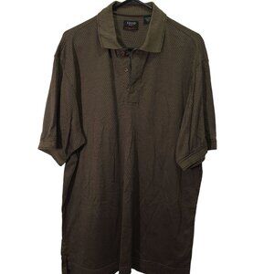 Izod Golf Mens Polo Shirt L Brown Cotton Cool-FX Short Sleeve